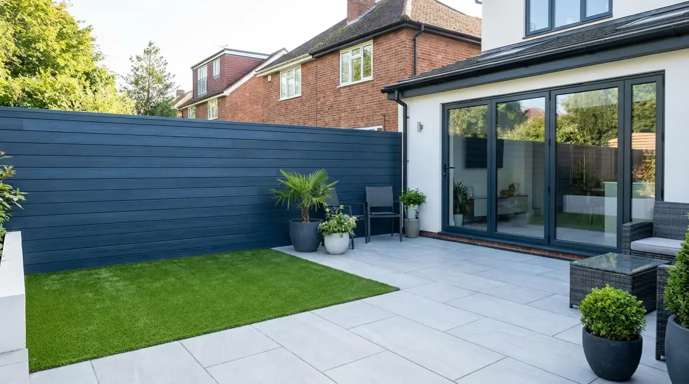 Sleek Blue Shiplap Garden Fence