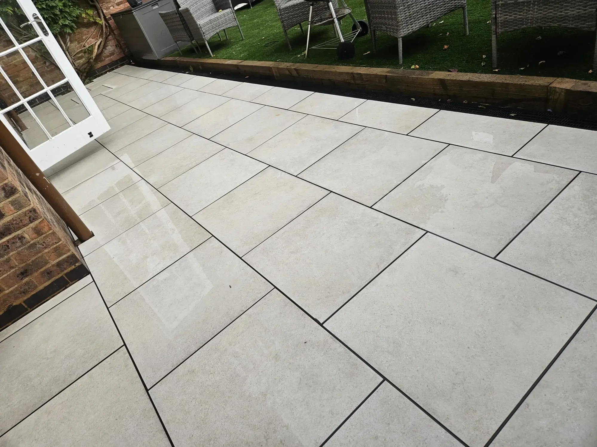 Premium Patio Paving with Artificial Grass