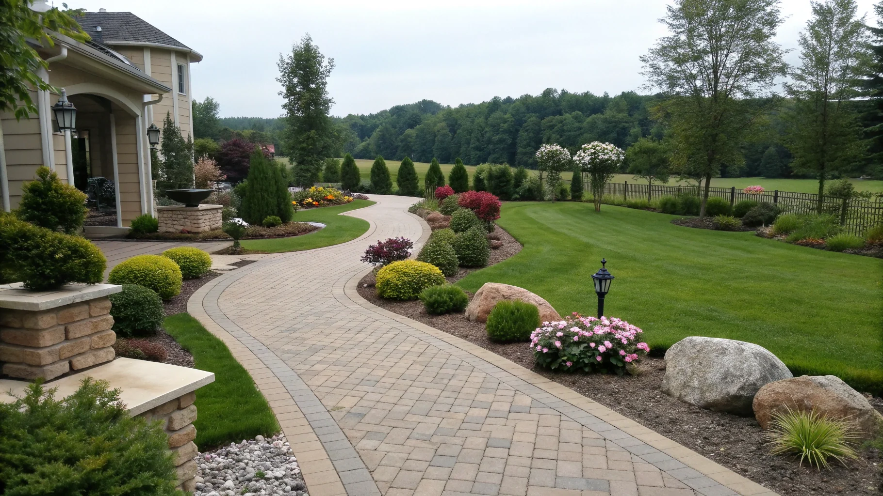 Professional landscaping with paving, lawn, and garden features in Birmingham