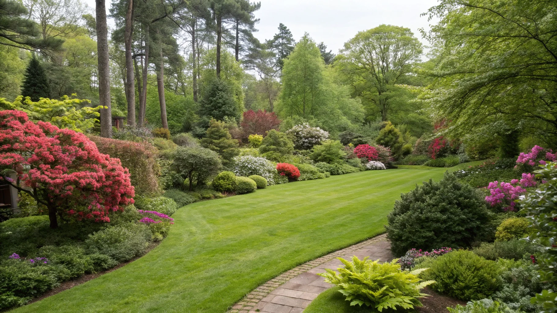 Lush garden planting with vibrant shrubs and freshly laid turf in Birmingham no humans appears in the image