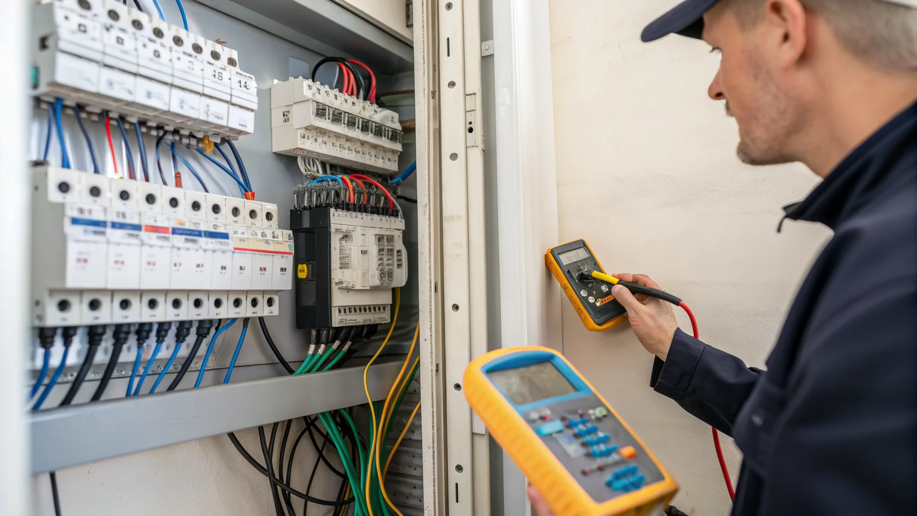 Professional electrical consumer unit inspection setup for EICR testing in Birmingham properties