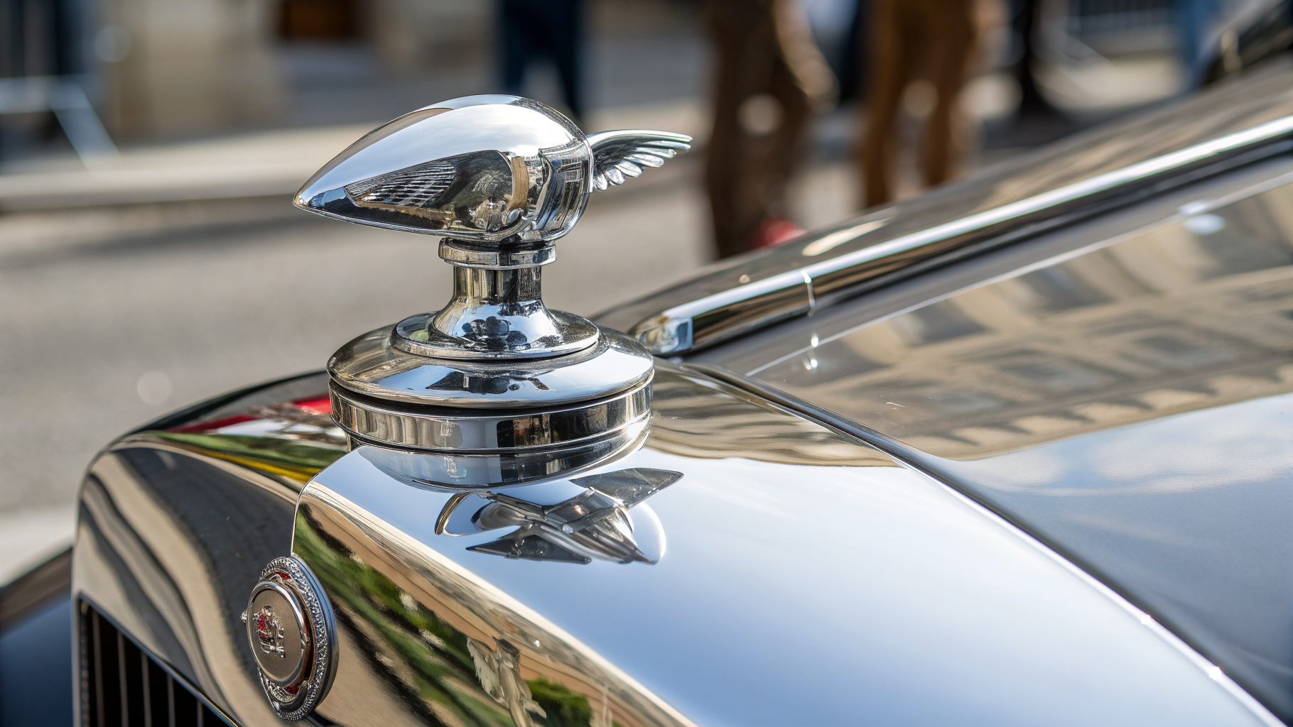 Close-up of a mirror-polished chrome-plated architectural component finished by our team