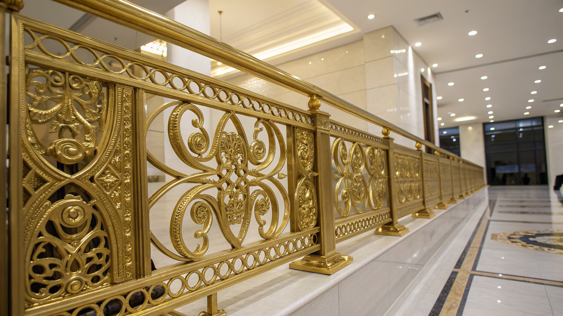 Gold plated architectural metalwork finished at Supreme Steel Plating